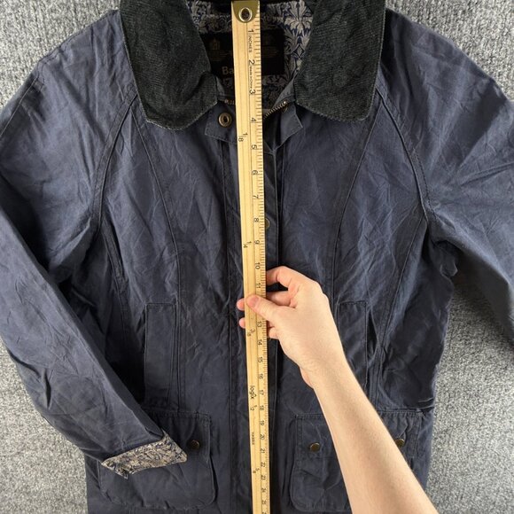 Barbour Waxed Jacket Women Full Zip Ladies Wax Cotton Templates Size 6 US Canvas - Picture 5 of 16
